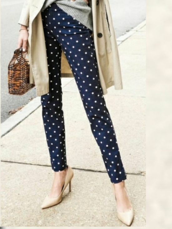 Chico's Denim - CHICO’S Platinum Blue White Polka Dot Cropped Stretch Denim Jeans Size 0.5 S 6